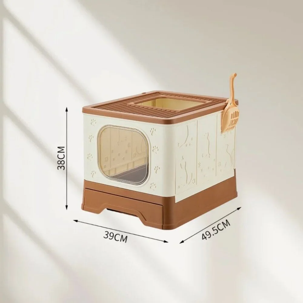 Enclosed Cat Litter Box, Printed Pattern Cat Litter Box, Large Foldable